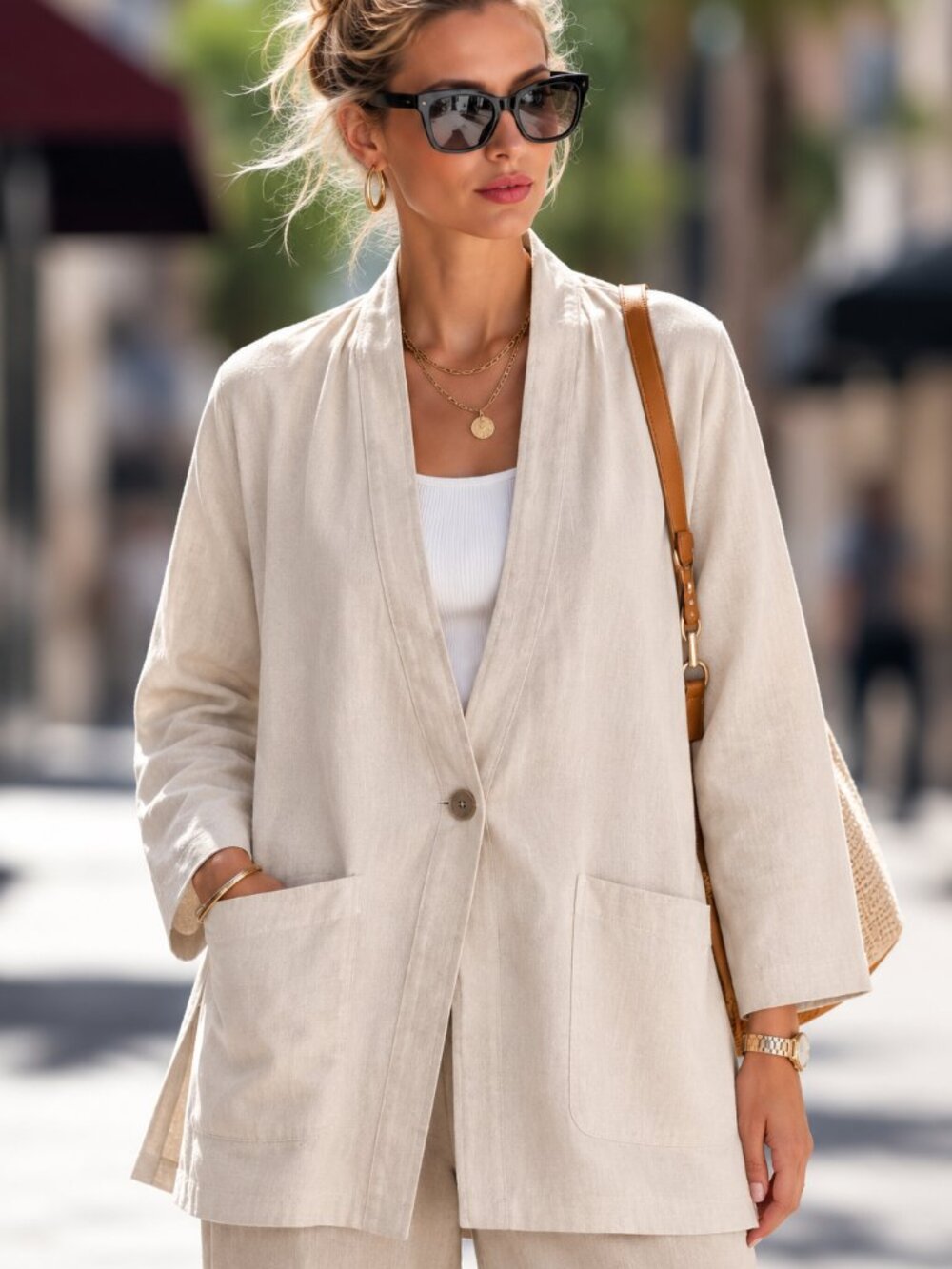 GIUSY Made in Italy linen blend blazer